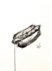 Original Abstract Expressionism 9×12 Hotdog Paper Handmade Signed Kitchen Art 20