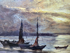 Listed Hans Münnich 1892-1970 German Seascape Boats Impressionist original oil