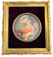 Renaissance Painting Porcelain Raphael’s Madonna della Seggiola Gold Gilt Italy