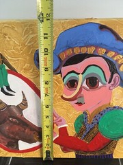 Luis Abreux (Cuban/American, b. 1971) Acrylic Painting Bullfighter & Bull Listed