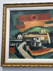 Mid Century Painting Sunset New Jersey Maurice Bilton Listed Famous Cubism 1950