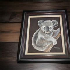 Frank Walcutt Oil Painting of a Koala Bear size 27 in. wide by 32 COA