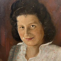 Classic Portrait Oil Painting „Pink Petals“ Traditional Small Artwork
