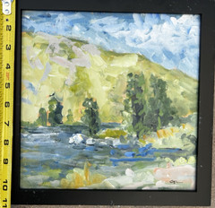 Payette River Pornel Beach Original Impressionism Painting Oil on Canvas 11×11
