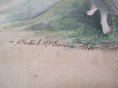 ANTIQUE 1865 PAINTING BEACH WOMAN FREEDOM LIBERTY BIRDS 19TH CENTURY SIGNED OLD