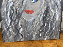 Vintage Painting „Nightlife Woman“ 24″ x 18″ Canvas on Stretcher, Acrylic Paint