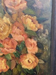 Beautiful Still Life Floral Roses Shabby Chic Mystery Artist