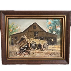 OOC Copy Of The Broken Wheel By Alfred Owles Signed 1973 Western Decor