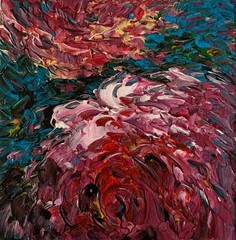 „ROSES“ size 7.9×7.9 in, floral abstract acrylic paintings on canvas original