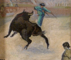 UNIDENTIFIED ARTIST! SCENERY FROM A BULLFIGHTING ARENA