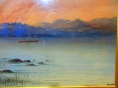 Antique Framed Edwin Earp Scenic Romanticism Watercolor Painting Fishing Wales