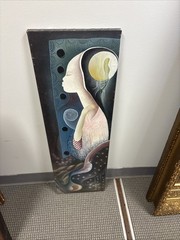 Charlotte Odson Haitian Art Painting Acrylic On Canvas 11” X 35”