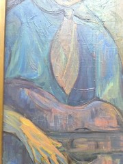 Oil Painting Eliane MEUNIER Portrait Young Woman Playing Guitar