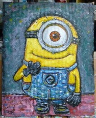 Honest Minion Movie funny new original 8×10 card panel oil painting by Crowell