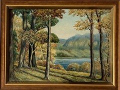 ALFONS BAUMGART ANTIQUE MINNESOTA PLEIN AIR LANDSCAPE OIL PAINTING OLD 1930s