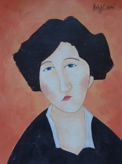 Rare fine unique portrait painting, signed Amedeo Modigliani