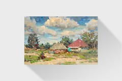 Oil painting Big family Ukrainian painter Canvas Unframed original landscape