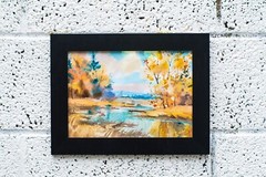 Watercolor landscape, A4, professional artwork, color image, beauty in nature,