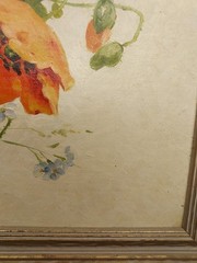 Vtg Poppies Painting SOLD AS IS Botanical Flowers Ornate Gold Wood Frame