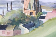 Quebec Canada Watercolor Painting Signed Michelle Lemay Flesher 1971