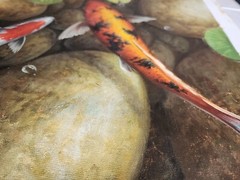 20×36 Beautiful Koi Fish Pond Hand Painted Oil Painting High Quality Canvas