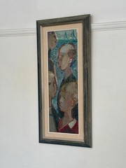Original Swedish Oil on Panel – “Three Boys” by Bertil Wahlberg 39 × 85 cm