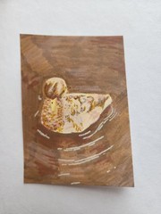 ACEO Original Acrylic Painting Duck Swimming in Pond Water by Kiva