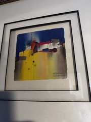 Heinz Hoffmann Signed Watercolor Lithograph “GELBES HAUS” 25×29” Framed