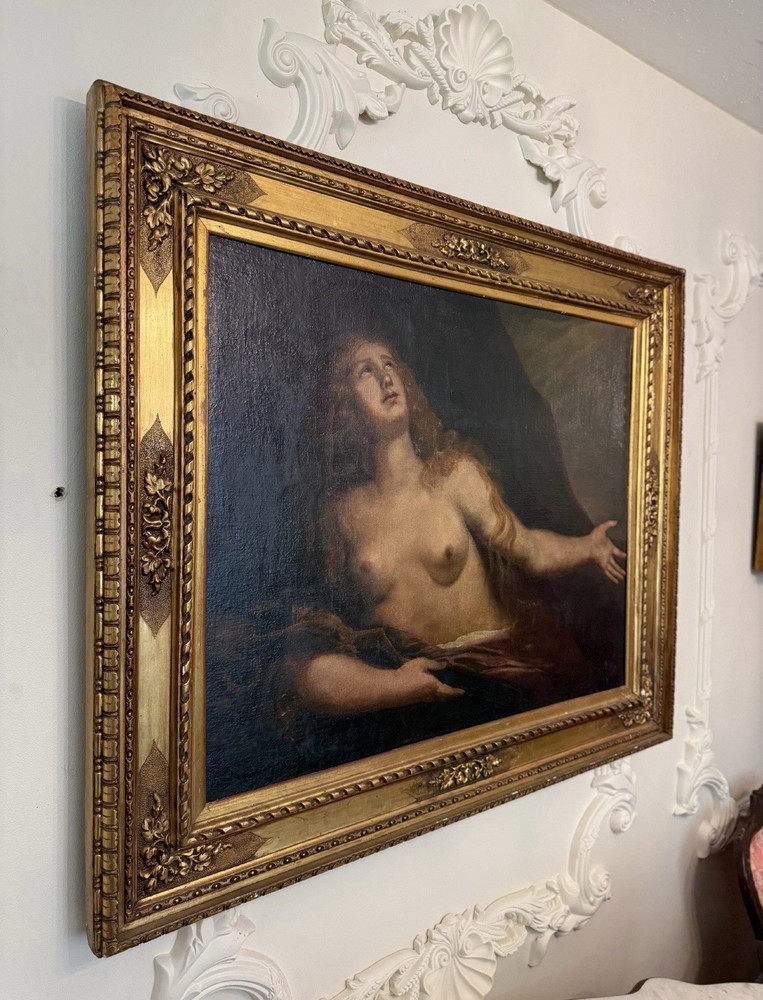 17th Century Italian School Magdalene Oil Painting | Baroque Devotional Portrait