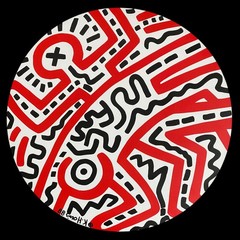KEITH HARING ACRYLIC ON WOOD SIGNED AND STAMPED