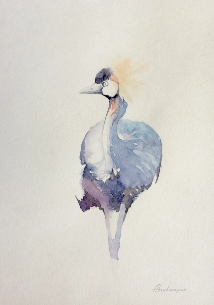 Crane, Birds, Watercolor artwork, Handmade, Original painting on paper