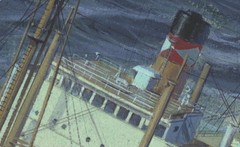 Tom Lovell ORIGINAL Oil Painting „Steamer in a Storm“ 9.25″ x 13″