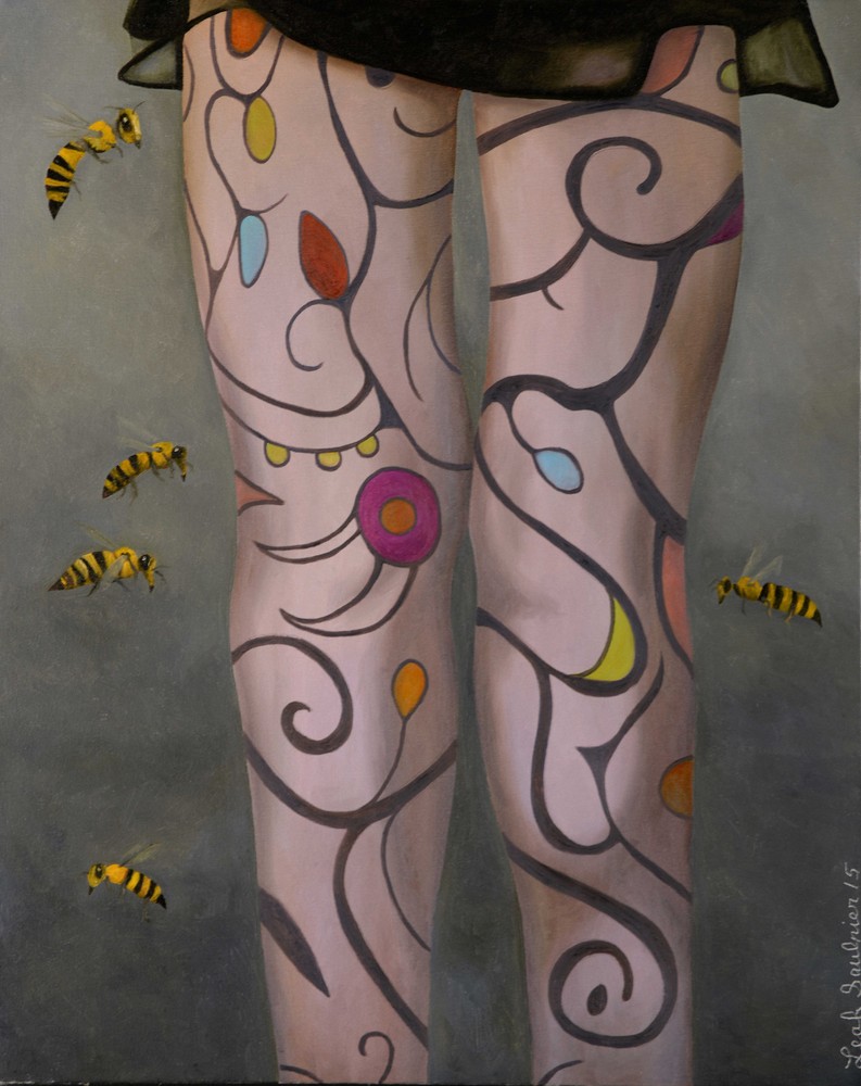 BEES KNEES Humor SURREAL Whimsical Art Tattoo Stockings hose Bee’s Skirt Bee