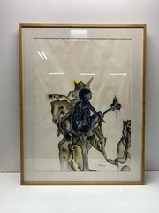 Gary Hill Abstract Watercolor Ink Painting 1967 Modernist Signed Framed 27×35