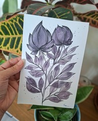 Abstract Floral Original Watercolour Painting 21 x 14 cm/ 8.26 x 5.5 in