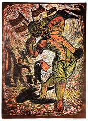POWERFUL ’91 MEXICAN PRADO VELAZQUEZ SIGNED ORIGINAL LINOCUT STUNNING EL TORITIO