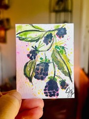 miniature original watercolor art by BlackBerry Bramble BOOK NOOK *bookmark