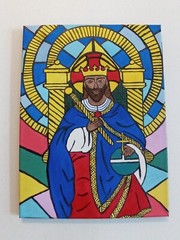 Jesus Christ the King Christian artwork acrylic painting stain glass style goth