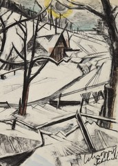 Karl Schropp 1899-1978 Heidelberg / Large Watercolour & Charcoal „Schonach“ Black Forest