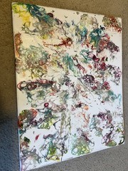 Acrylic Swirl White &Primary Oil Painting On Canvas 16 X 20