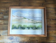 Vintage Watercolor Landscape Painting. Framed Original Signed Art 1994
