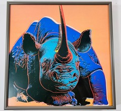 Vintage Andy Warhol „Black Rhinoceros“ Framed Print (11×11)