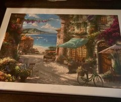 Thomas Kinkade „Italian Cafe “ Signed Numbered LARGE Framed Ltd Ed 27×36″ w/ COA