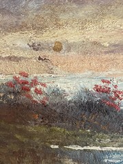 19th-20thC Antique Early American Plein Air Landscape Wildlife Stag Painting