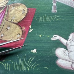 “Krishna” Hindu Mughal Antique Painting Indian Mystic Ceremony Persian Signed