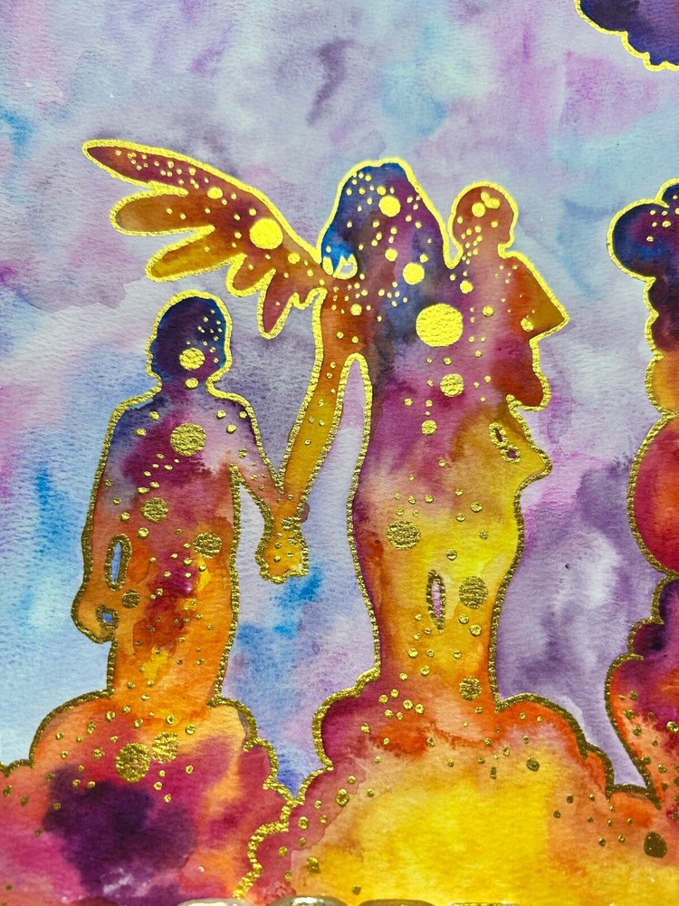 Watercolor Silhouette Painting Original Memorial Art Angels Baby Gift For Mom