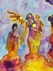 Watercolor Silhouette Painting Original Memorial Art Angels Baby Gift For Mom
