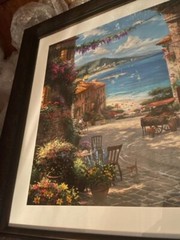Thomas Kinkade „Italian Cafe “ Signed Numbered LARGE Framed Ltd Ed 27×36″ w/ COA