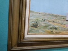 Vintage Texas Painting oil on canvas panel artist Unknown no info in painting!?