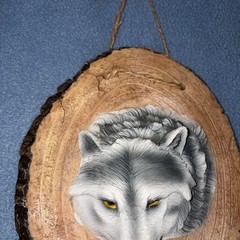VTG Grey Wolf Head Resin Faux Wood Wall Plaque Art Hanger International TRC